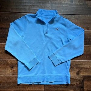 Vineyard Vines Boys Size M (12-14) Light Blue 1/4 Zip Pullover Sweater Jacket
